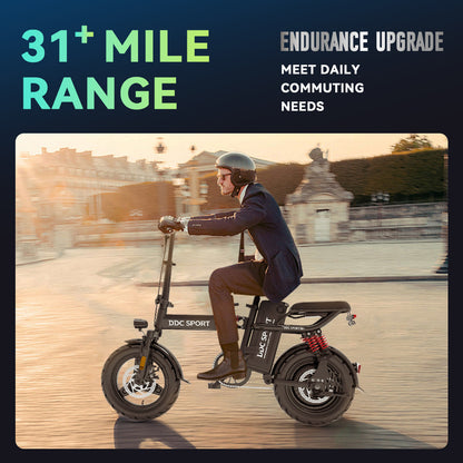 M1 Electric Bike For Adults,35 Miles Range,700W peak motor,20MPH Speed, 48V 20Ah Removable Battery, Dual Disc Brakes, Front And Rear Suspension & Commuter EBike, 14'' all-purpose tire, LCD Mileage Display,, 330lbs Capacity -
