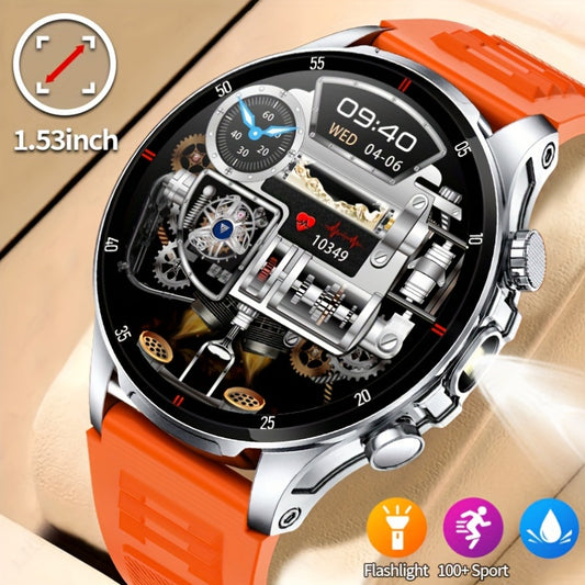 [SUNKTA Smart Watch] SUNKTA Smart Watch for Men Women | 1.53" Full Touch Display, Long Range Flashlight, Wireless Calls, 100+ Activity Modes, Call & Message Alerts, 290mAh Large Battery, Fitness Tracker, Compatible with iPhon