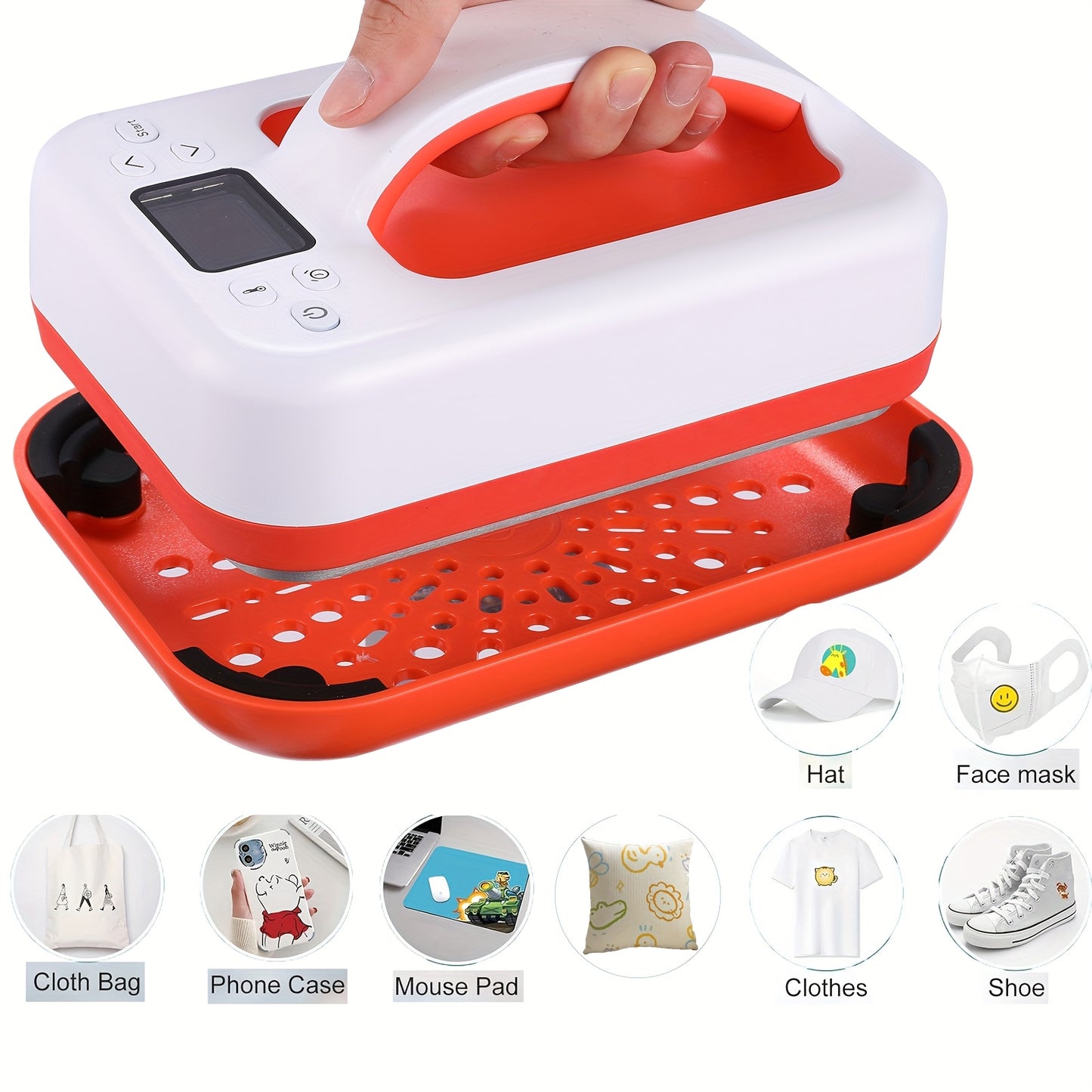 Upgraded 12"x10" / 7"x5" Portable T-Shirt Heat Press Machine, Mini Sublimation Printer with Transfer Paper for HTV Vinyl DIY Christmas Gift - Print on Shirts, Hats, Bags, Pillows, Aprons, Mousepads, Masks, Sneakers & Phone Ca