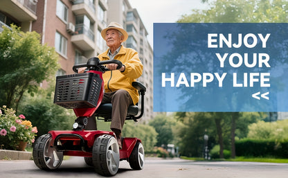 Foldable 4-Wheel Electric Scooter for Seniors with 16-Mile Range, 250W Motor & 15 km/h Speed - Heavy-Duty Metal Frame, LED Headlight & Removable Storage Basket, Lightweight Portable Design Fits in Car Trunk, All-Terrain Tires