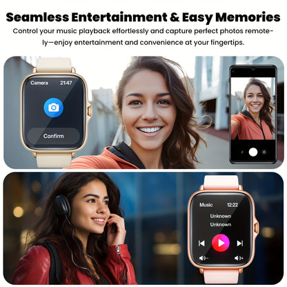Multifunctional Sports Smart Watch for Men & Women, 1.83'' Full Touch Screen with Wireless Calling & Messaging, Pedometer, Fitness Tracker Smartwatch, for iPhone Android Cell Phones, Smartbands Fitness Watch for Women Men Fri