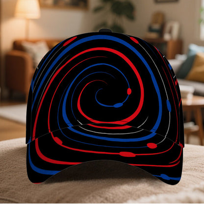 1pc 2D Circular Waves of Colors Print  Cap - Vibrant Full-Body Print, Lightweight Polyester Snapback Hat, Perfect for Sports, Running & Street Fashion.
