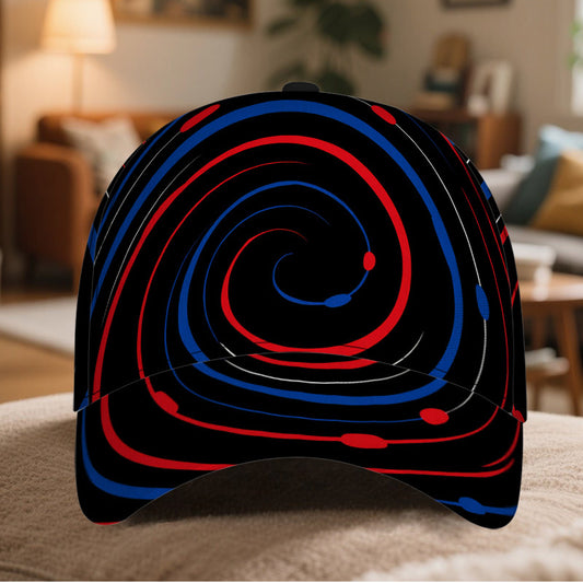 1pc 2D Circular Waves of Colors Print  Cap - Vibrant Full-Body Print, Lightweight Polyester Snapback Hat, Perfect for Sports, Running & Street Fashion.