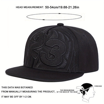 23 Basketball Baseball Cap - Adjustable Snapback Hip-Hop Hat with Black & White Options, Breathable Textile Fabric for Outdoor Sports & Casual Streetwear (Unisex for Men & Women), Basketball Accessories, Adjustable Headwear,