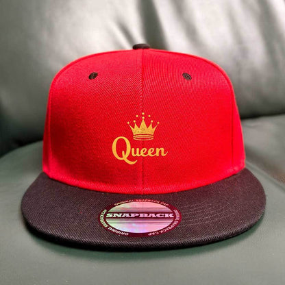 Black Snapback Hat with Crown & Queen Design - Lightweight Polyester, Adjustable Fit for Music Festivals, Travel & Outdoor Activities, Festival Headwear | Crown Graphic Cap | Durable Headgear, Festival Accessories