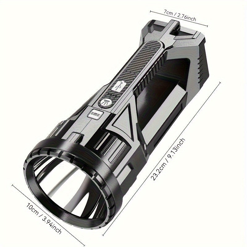 QIIIQ High-Power LED Flashlight with -C Fast, &, Handle & Side Light, Long-Range Bright Beam, Portable Rechargeable Spotlight for Camping, Hiking, Emergency, Search & Rescue - Compatible with -C Devices, Cable Included, Durab