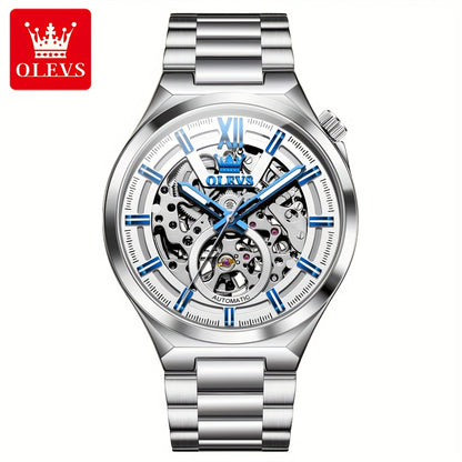 OLVES Stainless Steel Automatic Mechanical Watches For Men Luxury Top Brand Business Fashion Men'S Watches New Trend Classic Original High Quality Best Selling Men'S Wrist Watches, Without Battery