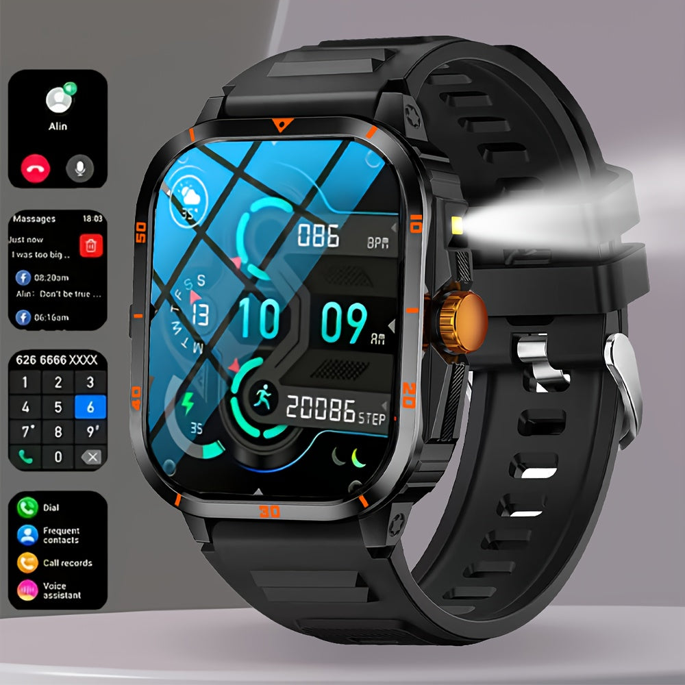 ERUN Smart Watch for Men & Women - 2.01" HD Display, Wireless, Call/Text Alerts, Music Control, Camera Remote, LED Light, Alarm Clock, Calculator, Multiple Sports Modes, Compatible with for iphone & Android, Black Sporty Desi