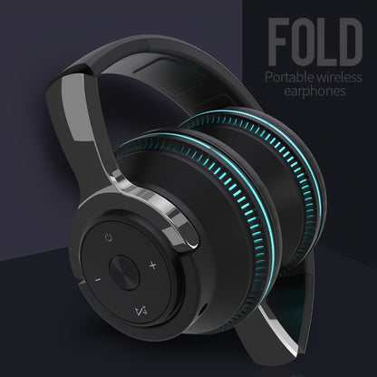 Wireless Headphones, Portable Over Ear Headphones 24 Hours Playtime, With Mic, Clear Calls, FM Radio, Soft-Earpads, LED Light, Support TF Card Play And 3.5MM AUX Cable Wired Connection, Foldable For Travel Home Office Cellpho