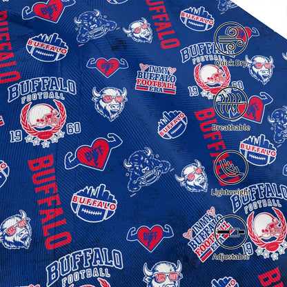 Baseball Cap Featuring a Full-Print Design with a Blue And Red Football Theme, Made from 100% Breathable And Adjustable for Comfort