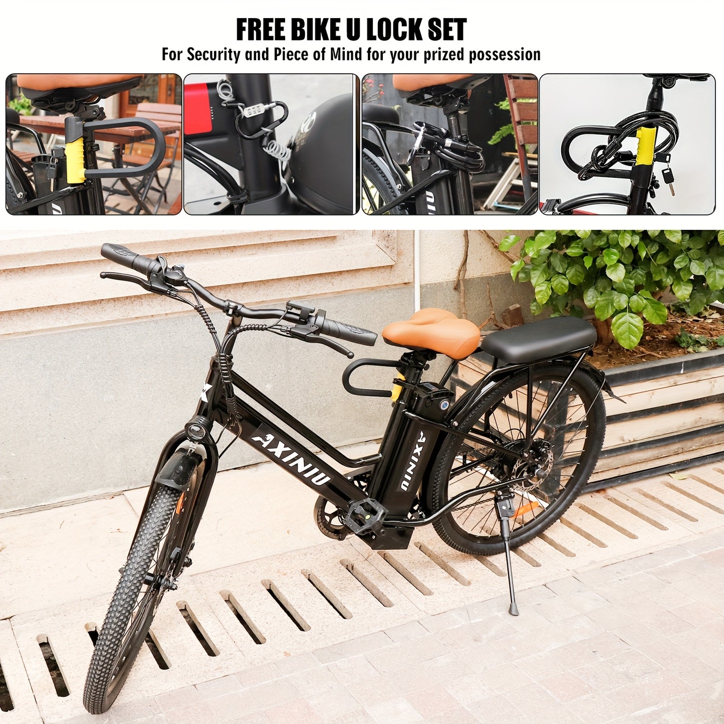 Electric Bike For Adults, 26 Inch Step Through Electric City Cruiser Bicycle, 350W Commuter Ebike With 36V Removable Battery And 7-Speed Gears, Electric Street Bike Women&Men