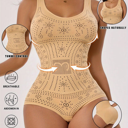 1pc CELILIN Women's Full-Coverage Tummy Control Bodysuit - Seamless Compression Shaping Suit with Bust & Abdominal Shaping, Postpartum Wear, Solid Color Full-Body Shaper (Hand Wash/Dry)