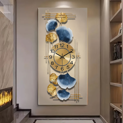 Elegant Ginkgo Leaf Metal Silent Clock 8 Leaves, Retro Modern Design, Battery Powered (Not Included) Suitable for Study Room, Bedroom, Living Room Decoration | Silent Home Clock (Decorative Wall Clock | Iron Structure Wall Cl