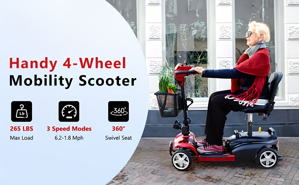 Foldable Electric Mobility Scooter for Adults, All-Terrain Scooter with Basket & Cup Holder, LED Headlight/Horn - 250W High-Speed Motor, 14-Mile Range, 265lbs Capacity, Portable Transport, Urban Commuting, Modern Transport, C