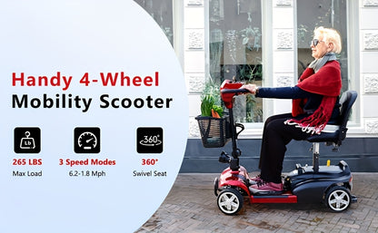 Foldable Electric Mobility Scooter for Adults, All-Terrain Scooter with Basket & Cup Holder, LED Headlight/Horn - 250W High-Speed Motor, 14-Mile Range, 265lbs Capacity, Portable Transport, Urban Commuting, Modern Transport, C