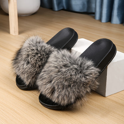 Women's Fashionable and Elegant Plush Slippers, EVA Sole with Soft Plush Surface, Comfortable and Easy to Wear, Suitable for Indoor and Outdoor Use