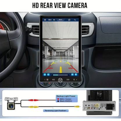 PODOFO Single Din Car Radio with Wireless Carplay Android Auto, 10.4 Inch Vertical Touch Screen Car Stereo with Mirror Link, FM/ RDS Radio, Car Radio Audio Receivers with EQ AUX/ USB+Backup Camera+Mic, Car Radio with Wireless