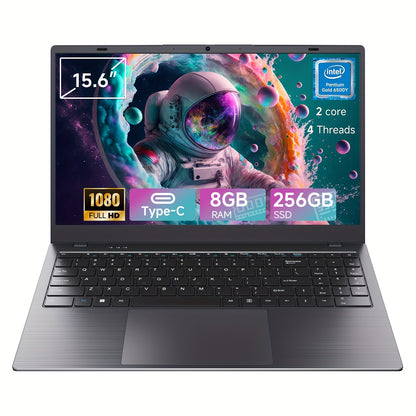 RNRUO 15.6-inch New Ultra-thin Laptop with Pentium 6500Y Processor, 8GB RAM SO-DIMM * 2 256GB SSD, Supports Dual Screen 4K High-definition Resolution, Stereo Four Speakers, TYPE-C Charging And PD Fast Charging, Rich Computer