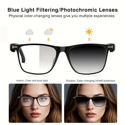 AI Smart Glasses, Smart Glasses with 164 Languages Real-time Translation Support, AI Chat Deepseek R1 And Gemini-2.5 System, Built-in Microphone And Speaker, Calls Music Playback And Hands-Free Calling, Physical Color Changin