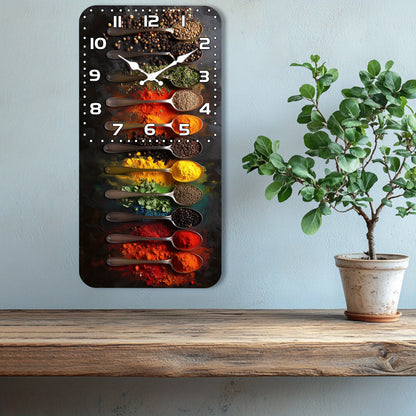 1pc Fantasy Round Wall Clock, Spice Kitchen Decorative Clock, Wooden Wall Clock, Suitable for Kitchen, Living Room, Bedroom Decoration, Ideal Birthday, Thanksgiving, New Year Gift, AA Battery Powered