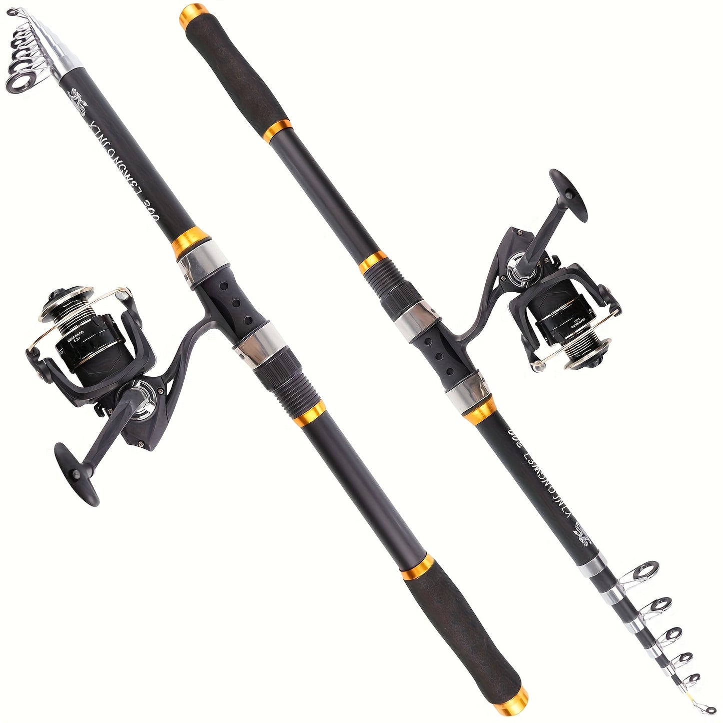 Telescopic Portable Sea Fishing Rod Set with 4000 Reel - 82.68inch/94.49inch/106.3inch/118.11inch/141.73inch, Carbon Fiber, Medium Light Power, Ambidextrous, Medium Fast Action, Uncharged, for Offshore Fishing, Outdoor Fishin
