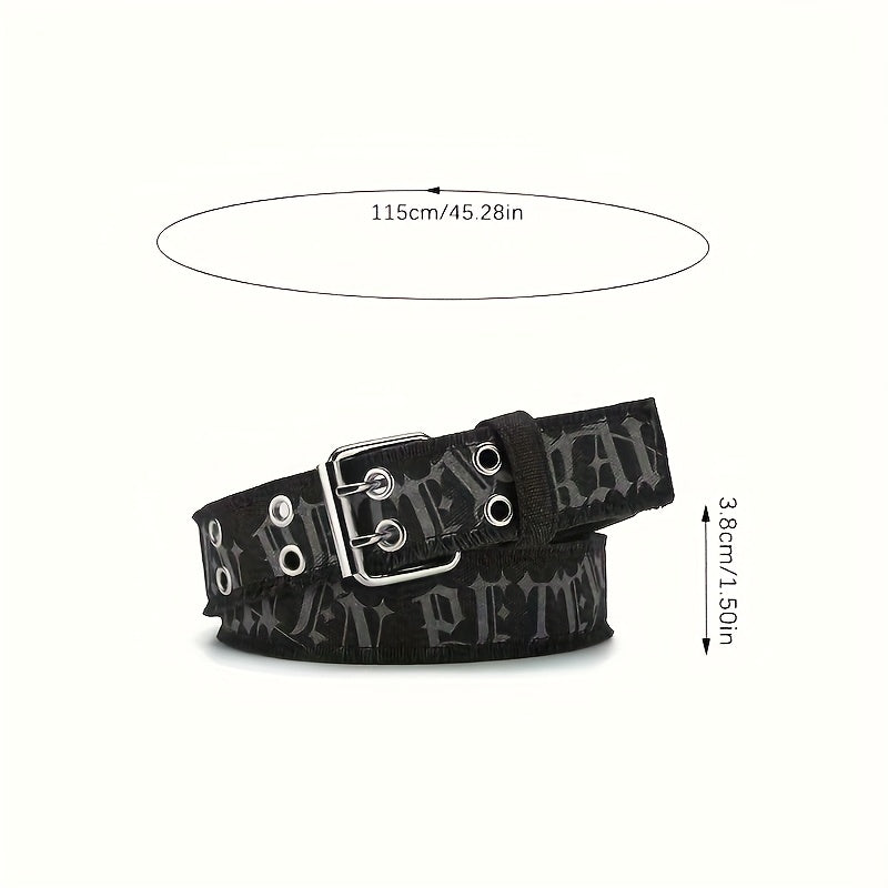 Women'S High-Waisted Denim Waist Belt with Embossed Geometric Pattern - Double-Breasted Casual & Sporty Belt, Black, Perfect for Jeans or Dresses, Versatile Fashion Accessory, Highwaisted Belt