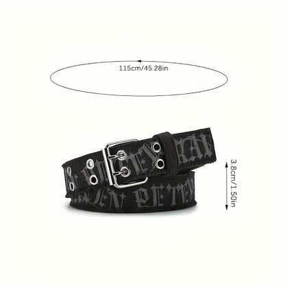 Women'S High-Waisted Denim Waist Belt with Embossed Geometric Pattern - Double-Breasted Casual & Sporty Belt, Black, Perfect for Jeans or Dresses, Versatile Fashion Accessory, Highwaisted Belt