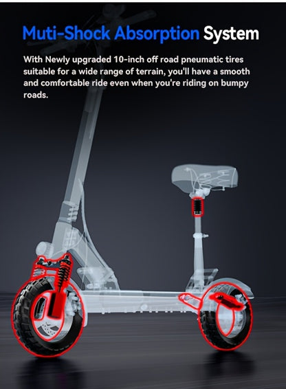 Aoniu M4 Electric Scooter for Adults with Seat Fast 25-30 Speed Off Road Heavy Duty 300 Lbs 10 Inch Foldable E Scooter Mobility Folding Bike for Men 30 to 40 Miles Long Range E Scooters