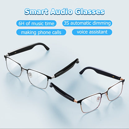 New 2024 Smart Glasses with Automatic Color Changing Lenses, 3-second Automatic Dimming, Suitable for Office, Outdoor, Sports Driving, Unisex Smart Glasses, Music Playback, Hands-free Calling, Transparent Frame, Hardware Anti