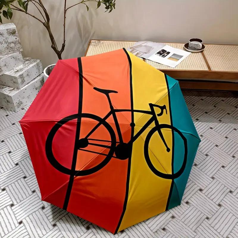 1pc Open/Close /Umbrella - Heavy-Duty 8-Rib Frame, Compact Folding Umbrella with Red/Yellow/Blue/Green Striped Canopy for Outdoor Travel, &  Days - Portable Manual Parasol, Ideal Christmas Gift for s &