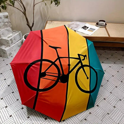 1pc Open/Close /Umbrella - Heavy-Duty 8-Rib Frame, Compact Folding Umbrella with Red/Yellow/Blue/Green Striped Canopy for Outdoor Travel, &  Days - Portable Manual Parasol, Ideal Christmas Gift for s &