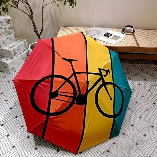 1pc Open/Close /Umbrella - Heavy-Duty 8-Rib Frame, Compact Folding Umbrella with Red/Yellow/Blue/Green Striped Canopy for Outdoor Travel, &  Days - Portable Manual Parasol, Ideal Christmas Gift for s &