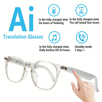 AI Translation Smart Glasses with 160+ Language Real-Time Translator, Enabled, Built-in Mic/Speaker & Music Playback - Photochromic for Men & Women, Driving &