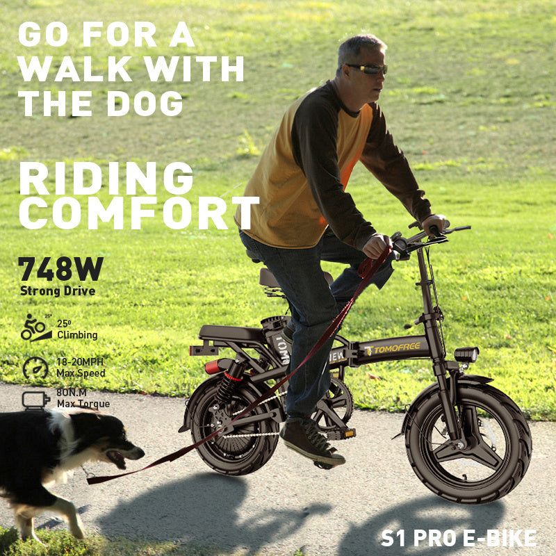 M1 Electric Bike For Adults,32 Miles Range,700W peak motor,20MPH Speed, 48V 20Ah Removable Battery, Dual Disc Brakes, Front And Rear Suspension & Commuter EBike, 14'' all-purpose tire, LCD Mileage Display