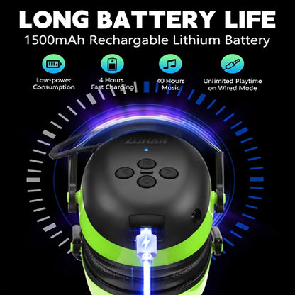 ZOHAN Upgraded Electronic Wireless Headset, NRR25db, Suitable For, Outdoor Sports, Mowing, Work, Cycling, Noise Cancelling Ear Protector With 1500mAh Rechargeable Battery Extra Long Standby For 40 Hours Comfortable Noise-canc