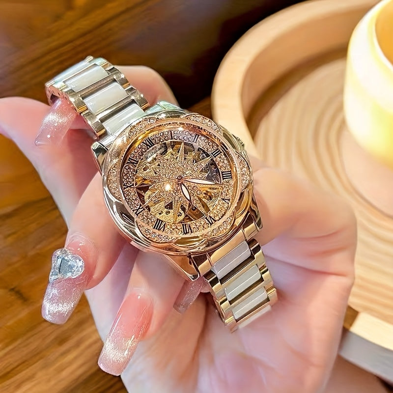 Fashionable Women'S Watch with Sunflower Design, Suitable for Swimming And Daily Wear.