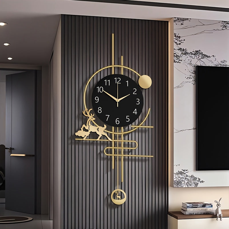 30x14 Inch Large Silent Wall Clock - Quartz Movement, No Ticking, Japanese Quartz Movement, Decorative Metal Art Design, Ideal for Living Room, Bedroom, Office, and Home Decor, Bedroom Wall Clock|Modern Wall Clock|Quartz Move
