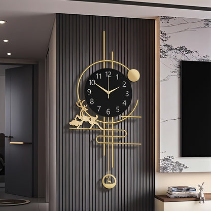 30x14 Inch Large Silent Wall Clock - Quartz Movement, No Ticking, Japanese Quartz Movement, Decorative Metal Art Design, Ideal for Living Room, Bedroom, Office, and Home Decor, Bedroom Wall Clock|Modern Wall Clock|Quartz Move