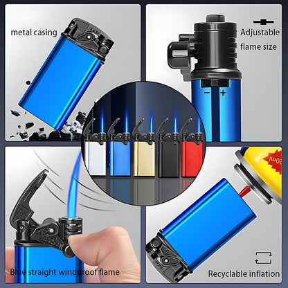 1pc/5pcs Lighter, Butane Lighter, Windproof Lighter, Straight Blue Flame Lighter, Portable Lightweight Lighter, Arm Ignition Lighter, Suitable for Outdoor Camping, Barbecue, Hiking, Precise Ignition, Home/Wedding/Party Candle