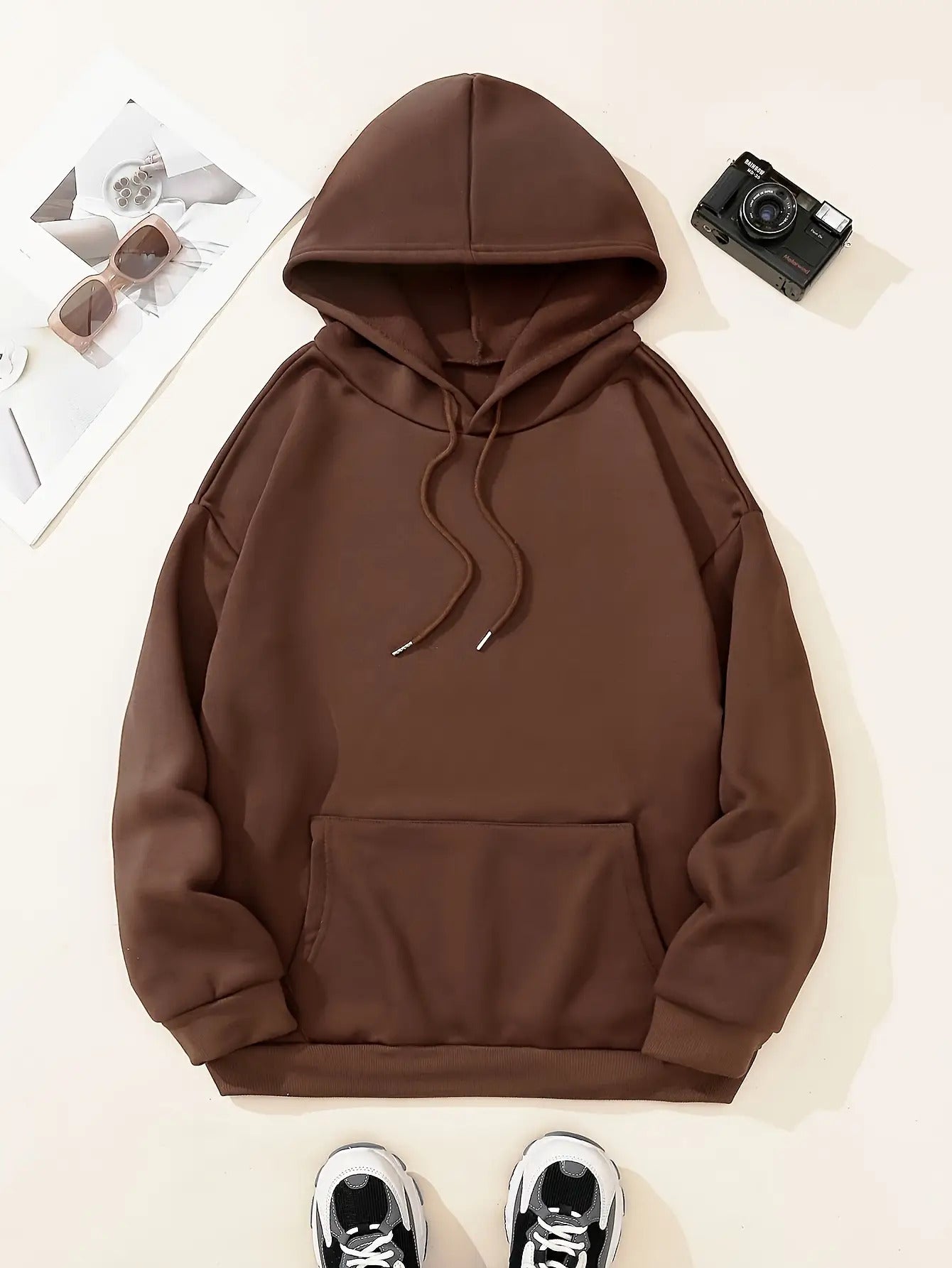 Women's Plus Size Oversized Hooded Sweatshirt 1XL-5XL - Cozy Baddie Graphic Hoodie with Heart Print, Long Sleeve Pullover, All-Season Casual Wear, Black Sweatshirt for Women Suitable for 1XL-5XL