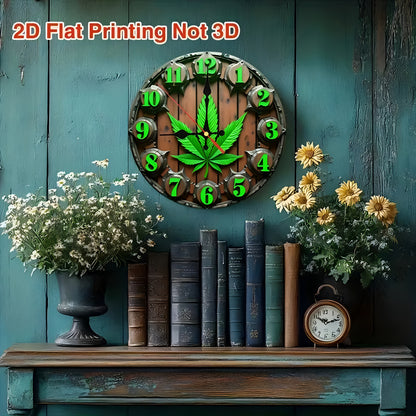 The 2D Plane "Welcome to Our Joint Space And Relax!" Four-Leaf Clover-Themed Wall Clock Features a Silent Quartz Movement. It Is an Ideal Choice for Wall Decoration, an Excellent Gift for Birthdays, Christmas And Halloween