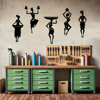 2D Flat, 5pcs African Female Acrylic Wall Decor, African Dancer Artwork, Framed Home Decor, House warming Gifts, Dance Scene Themed Party Decor, Perfect for Birthdays, Valentine's Day, Weddings and Christmas - Ideal for any o