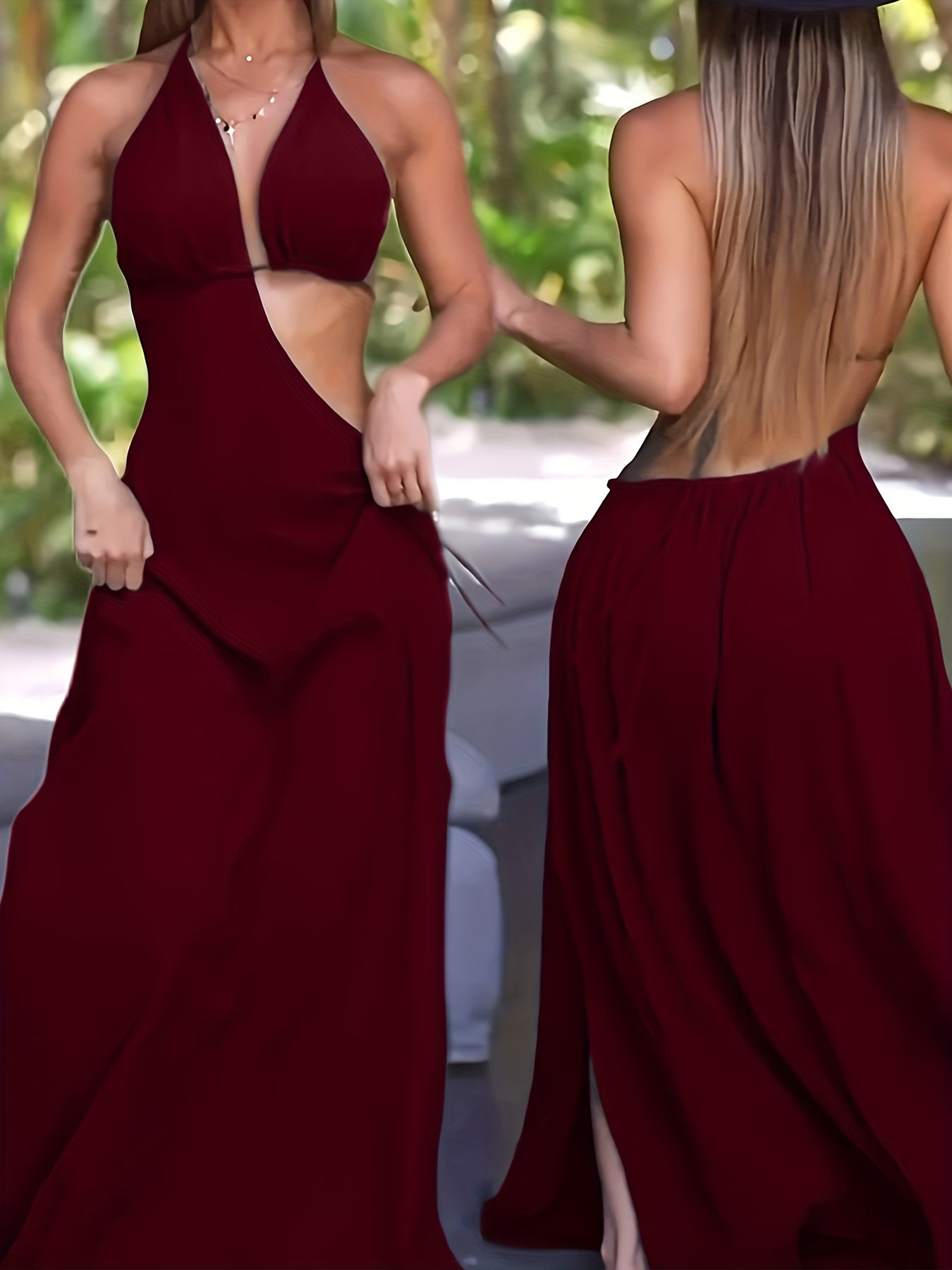 [Sexy Backless Dress] New European and American Cross-Border Sexy Halter Neck Backless Dress