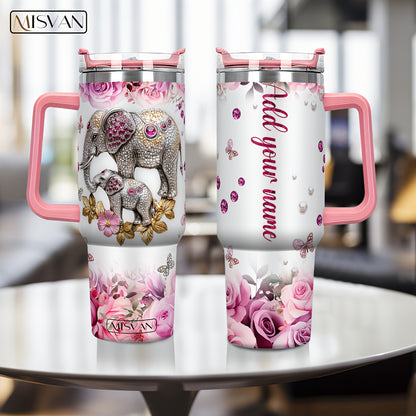 1pc Customized Name Stainless Steel Tumbler | 20oz/22oz/40oz Insulated Water with Lid, Reusable, Round Shape, 304 Stainless Steel, Ideal for Easter, Thanksgiving, Father'S Day, Mother'S Day, Graduation, White Diamond Butterfl