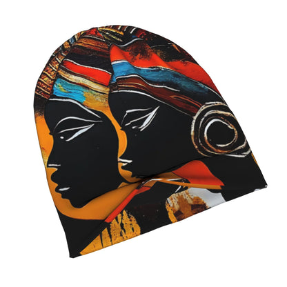 BIIHUDU African Tribal Women & Men's Beanie Hat - Unisex Boho Bonnet with Ghanaian/ Nigerian/ Maasai Patterns, Black/Orange/Red/Blue/White/Teal/ Golden/ Brown/ Turquoise - Cultural Headwear for Parties & Everyday Style, Beani