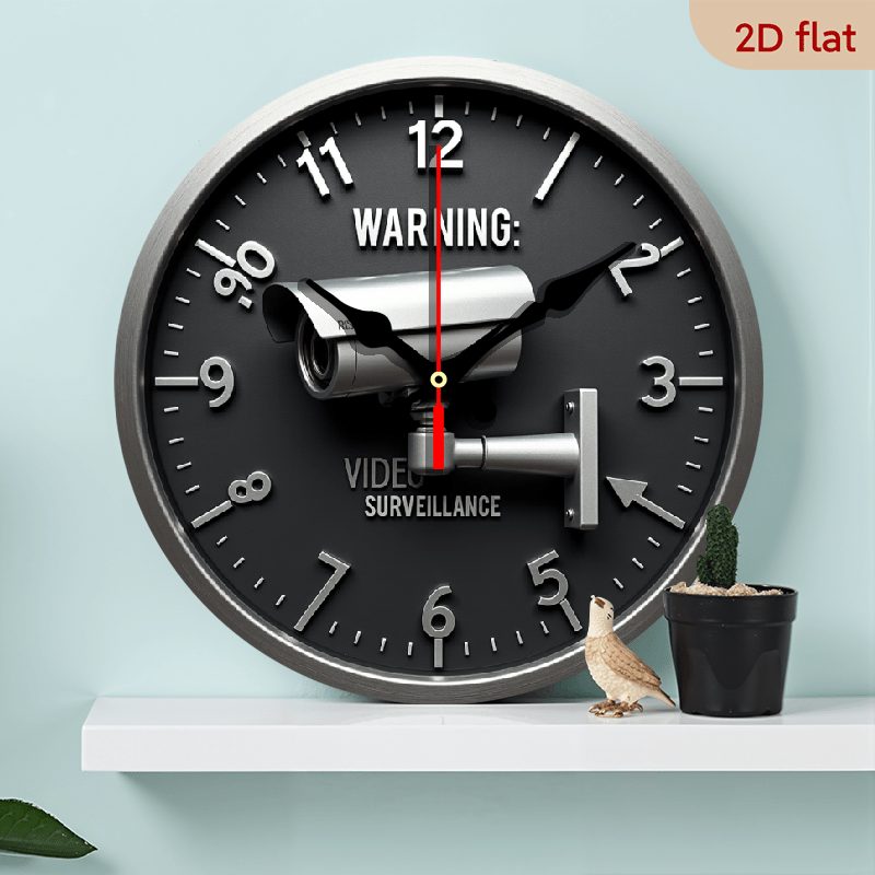 Single Piece 9.8-Inch Modern Minimalist Silent Non-Ticking Wooden Wall Clock with Built-In Security Camera - 24-Hour Monitoring, Battery-Powered (AA Batteries Not Included) - Home/Office/Studio Decor, Easy-to-Read Face & Hand