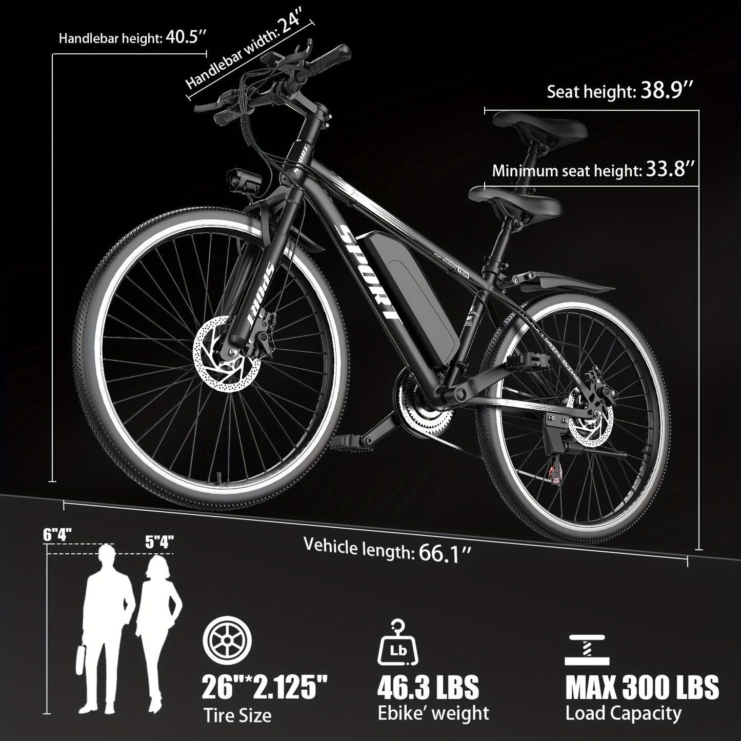 700W Adult Electric Mountain Bike 26" Heavy-Duty Tire All-Terrain, 25 MPH High Speed & 45-Mile Range, 7-Speed Compatible Gears, Front Suspension Fork, Disc Brakes, LCD Display, 48V 10AH Removable Battery, Global Voltage 100-2