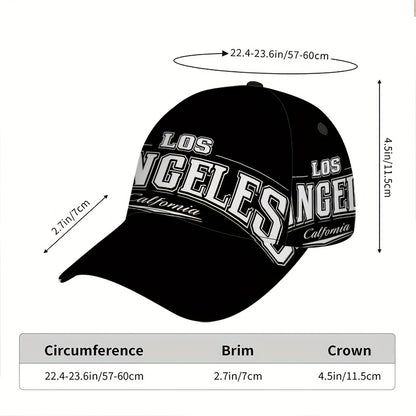 1pc 2D Los Angeles Bold Print Snapback Baseball Cap - Lightweight Adjustable Polyester Hat with Full-Body Design, Great for Outdoor Running, Sports & Casual Street Style.,  Funky Design, Urban Fashion, Comfortable Fit, Street