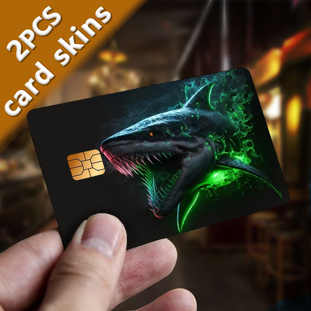 Fierce Mutant Shark Pattern Sticker Set, Featuring a Future Sense, Technology Sense, Durable Privacy Stickers Made of PVC, Suitable for Credit Cards, Transportation Cards, Debit Cards, Keys, And Is Designed to Protect Bank Ca
