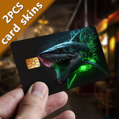 Fierce Mutant Shark Pattern Sticker Set, Featuring a Future Sense, Technology Sense, Durable Privacy Stickers Made of PVC, Suitable for Credit Cards, Transportation Cards, Debit Cards, Keys, And Is Designed to Protect Bank Ca